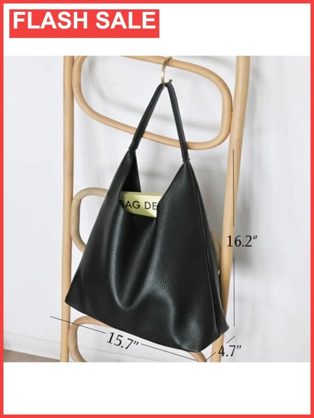 Soft Vegan Leather Hobo Bag Slouchy Shoulder Tote Purse